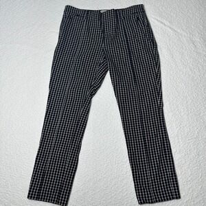 Anthropologie Essential Slim Plaid Career Casual Pants‎ Black White Size 6